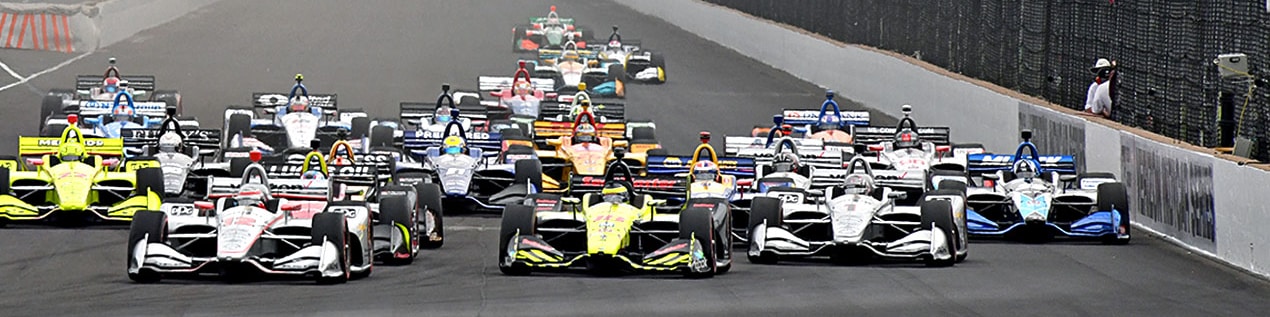 indy cars racing to through the start line Atlanta